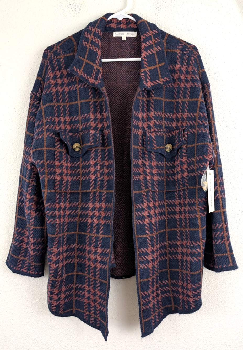 New Madison + Hudson sz 1X Open Front Cardigan Sweater lightweight colorful 1896